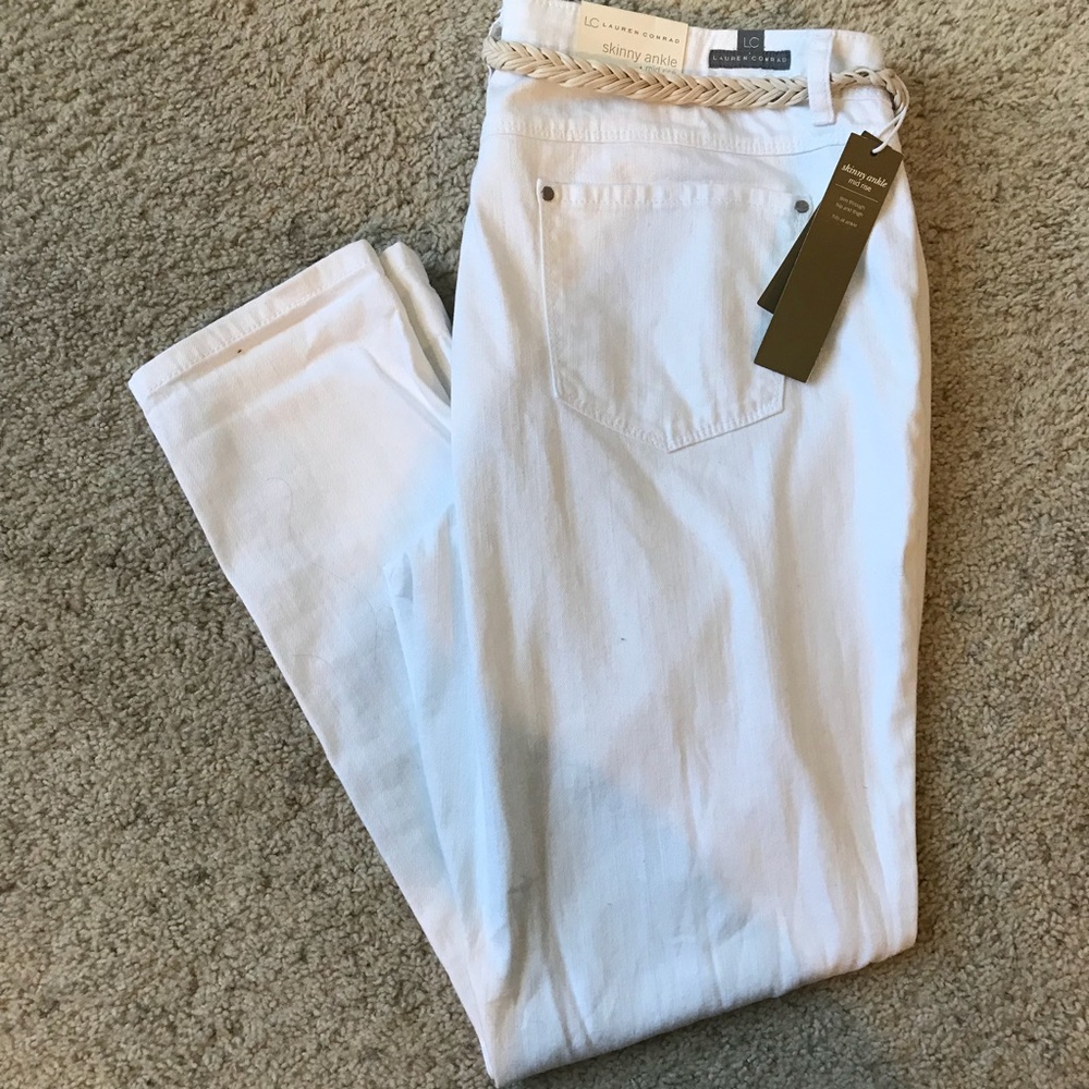 Lauren Conrad white skinny ankle mid rise jeans